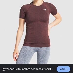 Gymshark dark Maroon vital ombré seamless Athletic T-Shirt fitted
